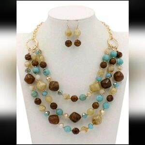 Chic Multicolor Beaded Necklace and Earring Set